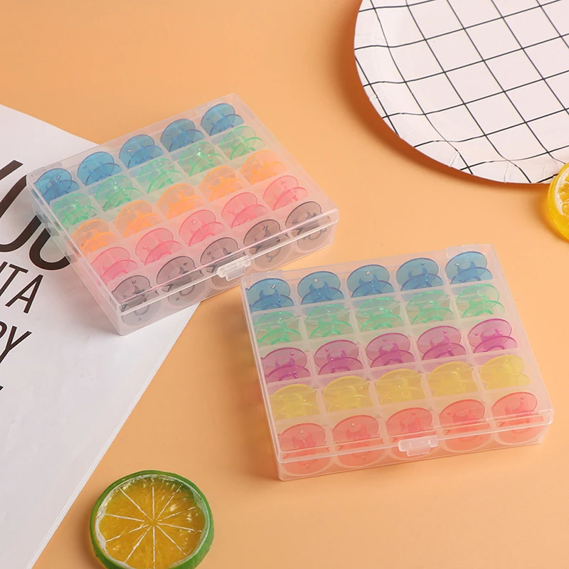 25 шт./компл. набор шпулек Стандартный красочный пластиковый контейнер для