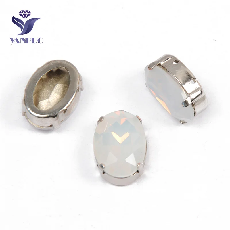 White Opal Yanruo 4120 Овальный заостренный назад пришить стразы стеклянные изделия ручной работы камни страз стразы для поделок ювелирных изделий - Цвет: White Opal