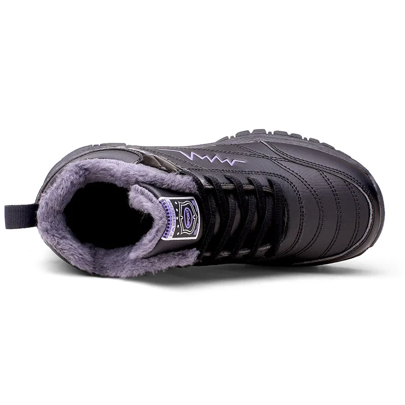 Женская обувь из хлопка и плюша прогулочная кожаная Водонепроницаемая