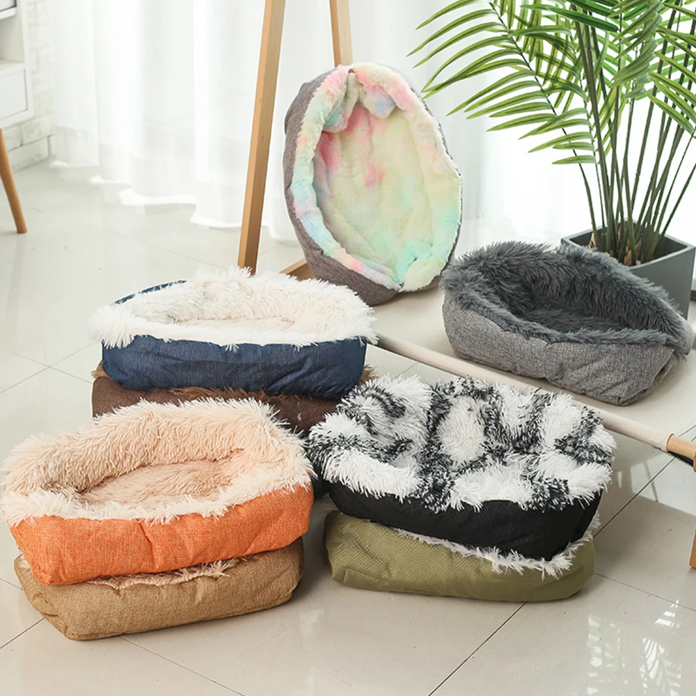 Складной моющийся домик для собаки кошки плюшевый кровать зимняя теплая питомца
