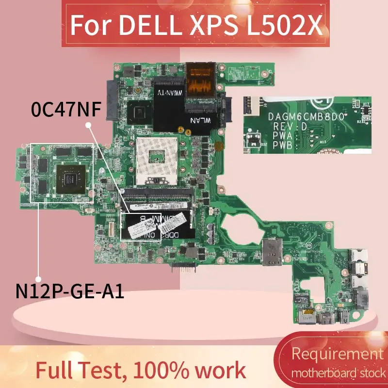 Материнская плата для ноутбука DELL XPS 15 L502X GT525M, материнская плата для ноутбука DAGM6CMB8D0 HM67