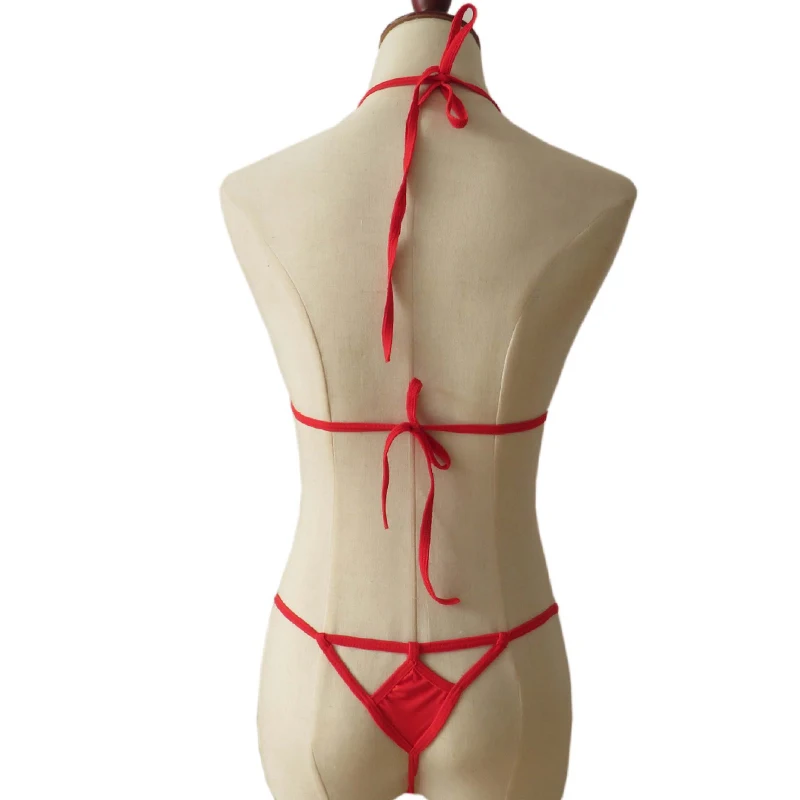 2019 женские Экстремальные сексуальные стринги Микро Бикини Твердые бразильские