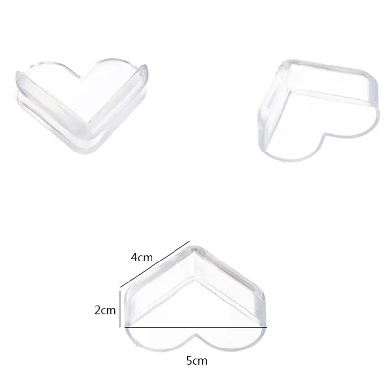 Protector de silicona transparente con forma de amor para beb&eacute;s, cubierta de borde de mesa para ni&ntilde;os, protectores de mesa para muebles, 4 unids/lote-5