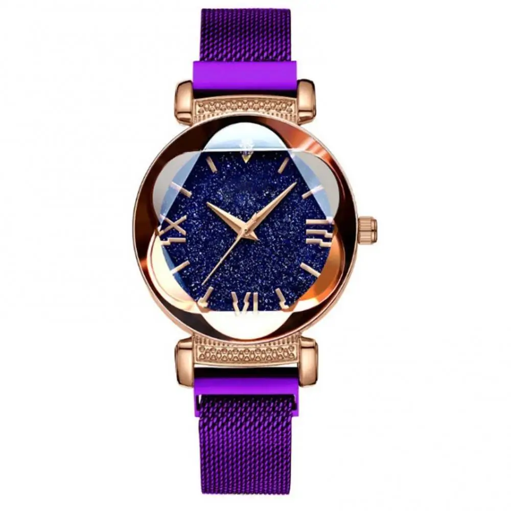 

40%HOT Starry Sky Watch Magnetic Strap Round Dial Women Pointer Quartz Wristwatch for Dating