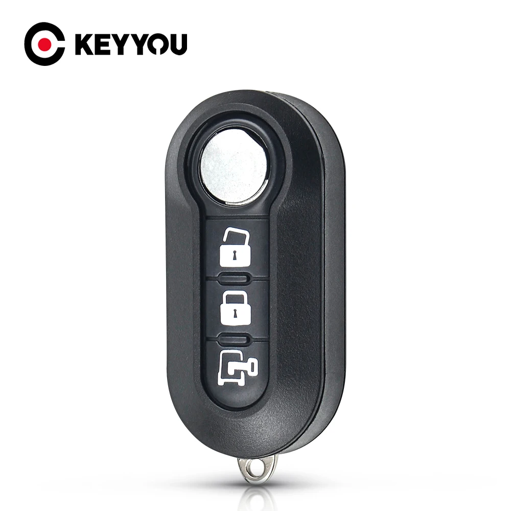 

KEYYOU Remote Car Key Shell Flip Key Pad Case For Fiat 500 Panda Punto Bravo 3 Buttons Normal White Buttons Fob SIP22 Blade