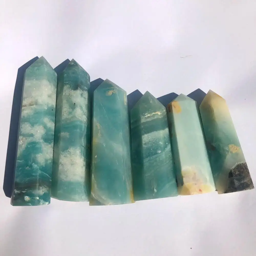 

Wholesale natural blue sky tower quartz caribbean calcite crystals point for decoration for sale
