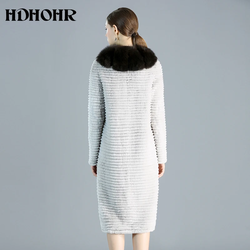 HDHOHR 2021 пальто из натурального кроличьего меха для женщин зимние теплые длинные