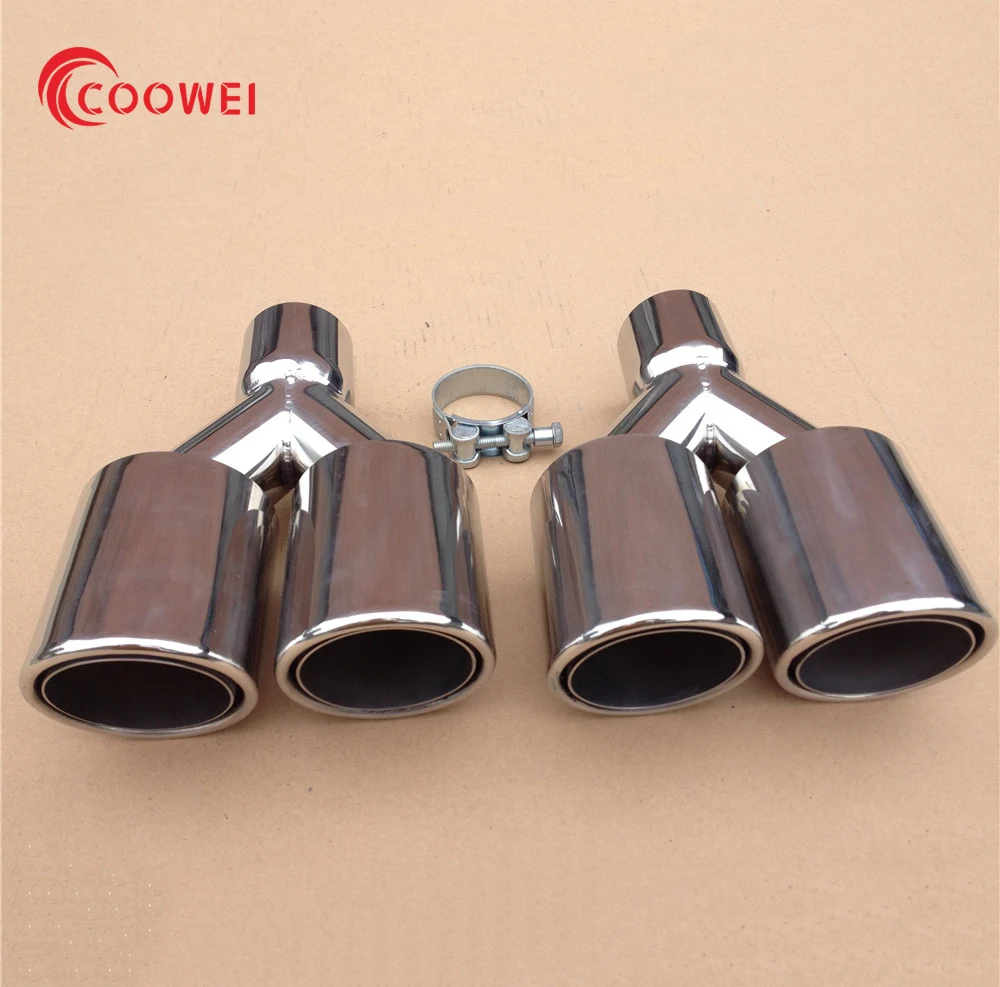 

OD 89mm Universal Exhaust System Double Outlet Stainless Steel Car Dual Exhaust Tip Muffler Pipe Auto Accessories