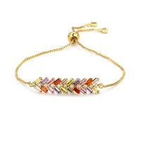 fashion womens rainbow wheat ear bracelets gold cz colorful zircon bracelet bangle adjustable chain bracelet for women