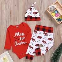 christmas set baby ins popular childrens wear boys girls hat romper ropa bebe pants autumn winter carnival party 3pcs suit
