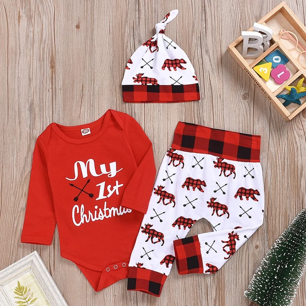 Рождественский комплект для малышей популярная детская одежда шапка мальчиков и
