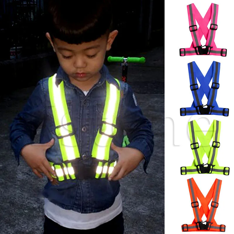 

Kids Adjustable Safety Security Visibility Reflective Vest Gear Stripes
