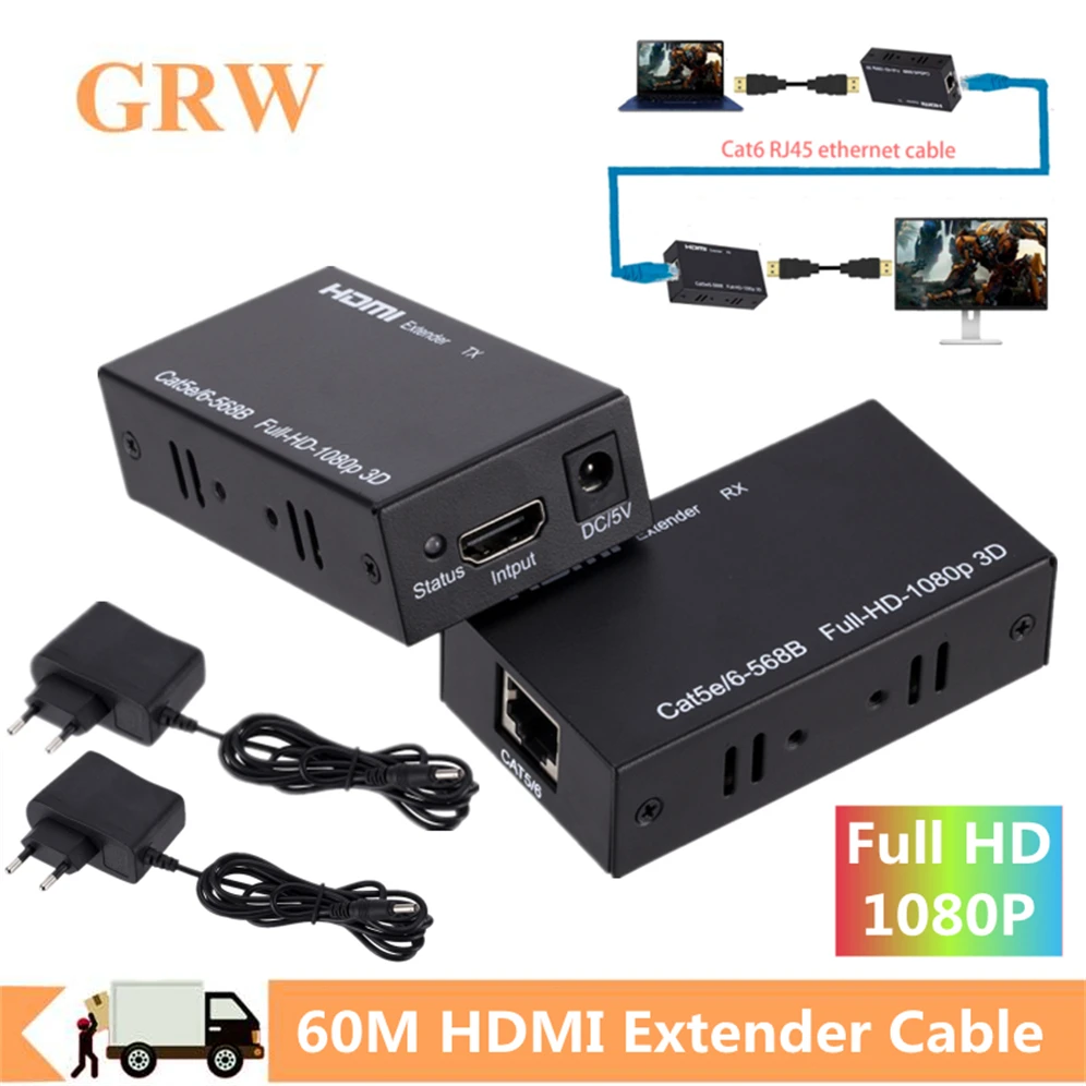 HDMI удлинитель Grwibeou Cat5e Cat 6 Ethernet IP TCP сигнал Lan преобразователь 1080p 3D передатчик