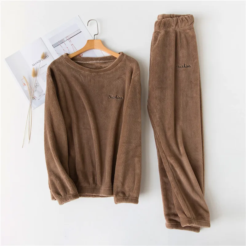 2019 зимняя женская Фланелевая пижама теплая Домашняя одежда с длинным рукавом из 2