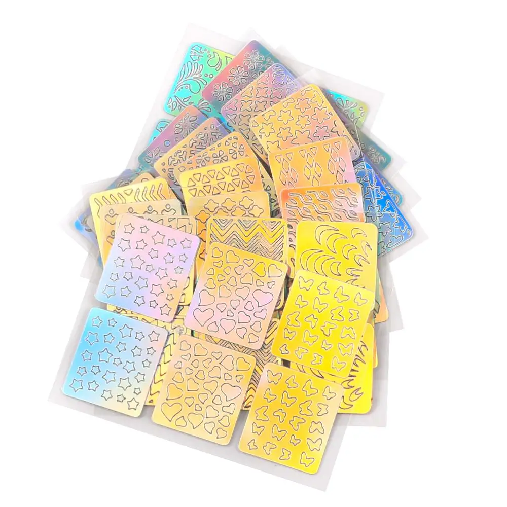 24 листа самодельный шаблон для стемпинга ногтей наклейки несимметричный