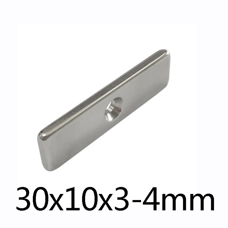 

10/20/30PCS 30*10*3-4 Powerful N35 Magnets hole 4mm Small Sheet Magnet 30mmx10mmx3mm-4mm Neodymium Magnet 30x10x3-4mm