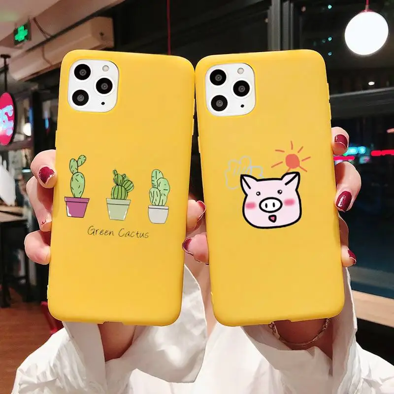 

Couples Cartoon Lovely Heart Phone Case Candy Color for iPhone 6 7 8 11 12 s mini pro X XS XR MAX Plus