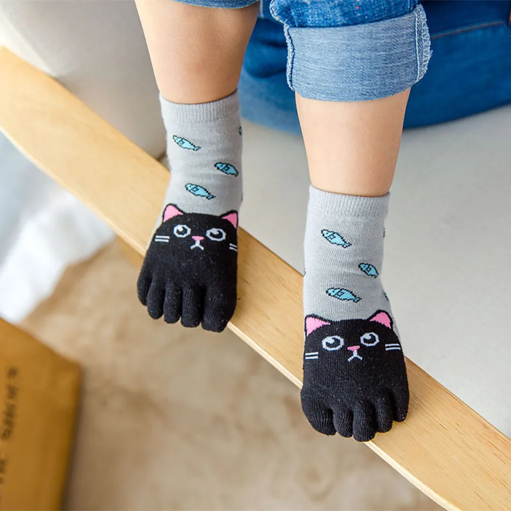 Toddler Baby Socks Kids Girls Boy Cartoon Animal Five Fingers Anti Slip Cotton Soft Sock Calcetines M800# | Мать и ребенок