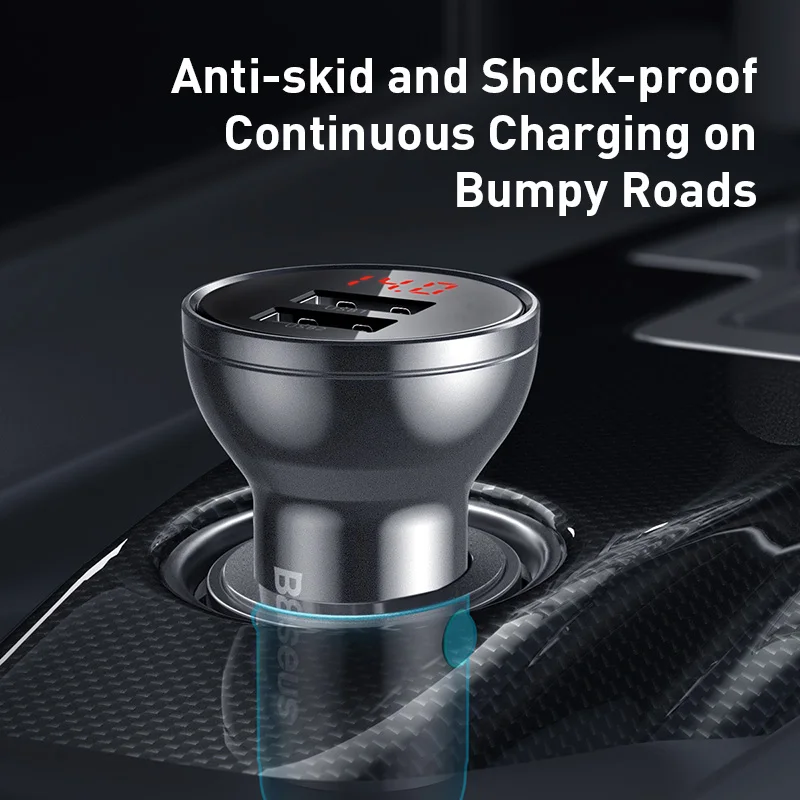 baseus 24w usb car charger for phone 4 8a fast mobile phone charger adapter for iphone xiaomi with led display car phone charger free global shipping