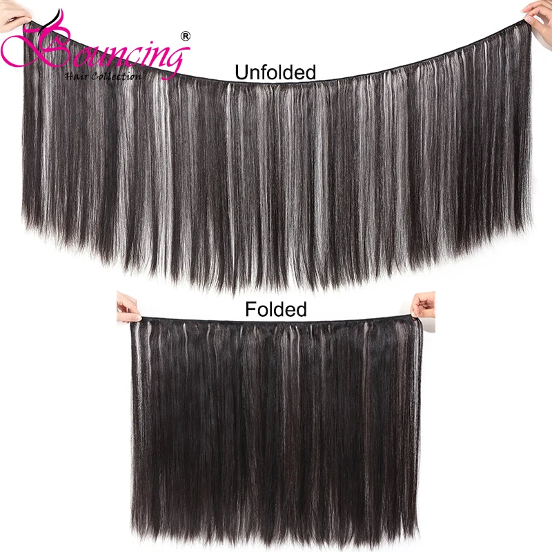 Подпрыгивая 36 38 40 длинных дюймов прямые пучки с закрытием 13*4 13*6 прозрачные