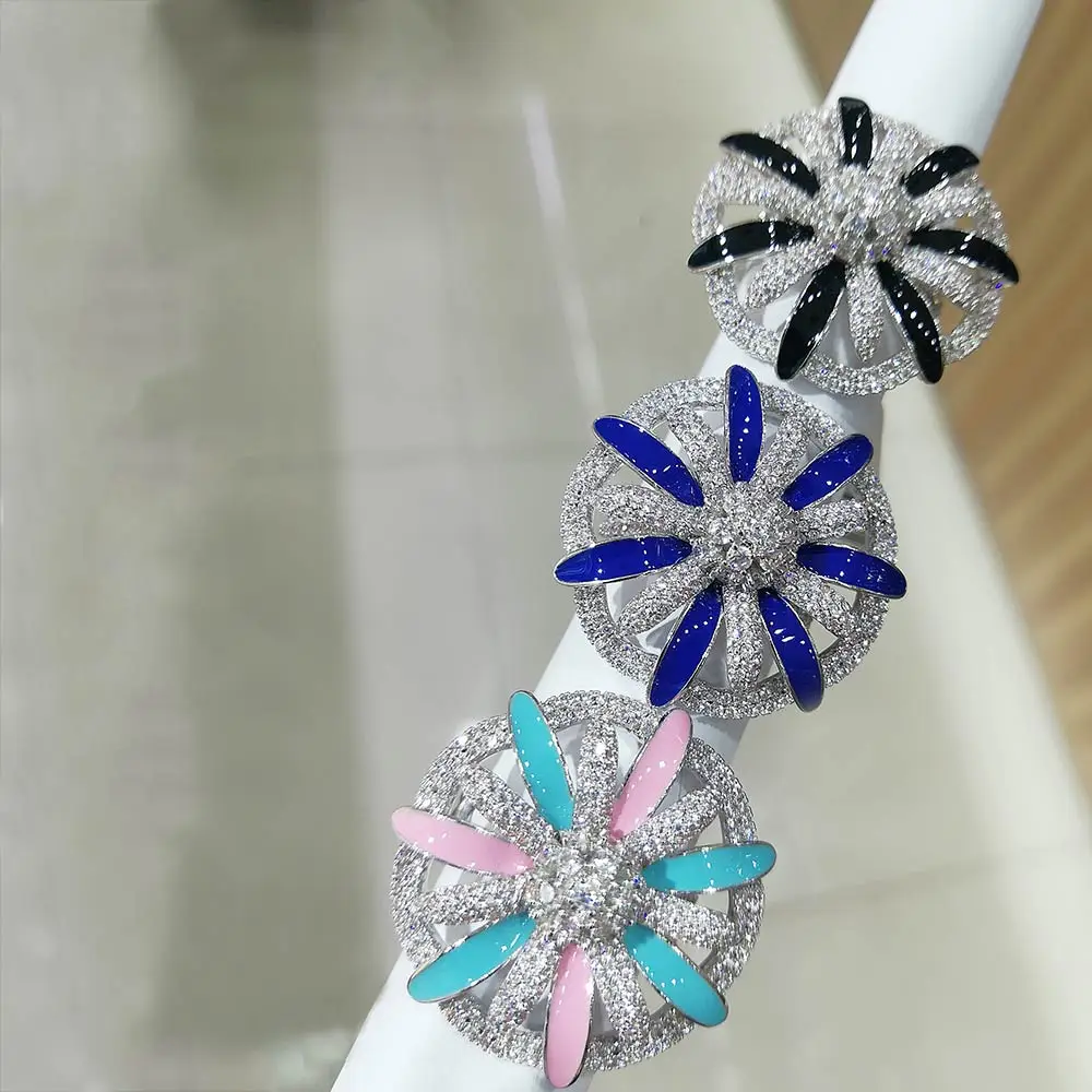 GODKI 2019 Trendys макси цветок красочные CZ стокки кольца для женщин палец Бусины