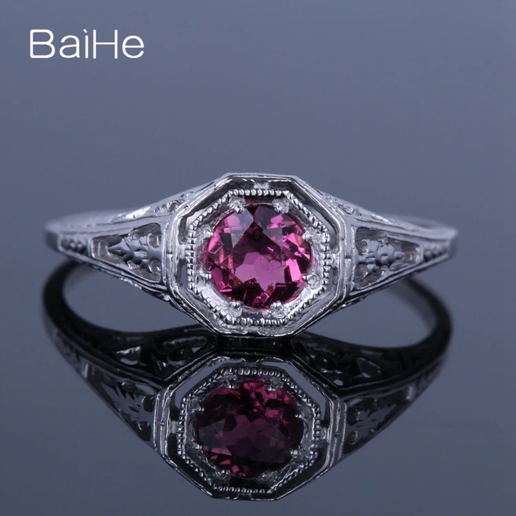 BAIHE Стерлинговое Серебро 925 0.4ct сертифицированное безупречное турмалиновое обручальное женское офисное/деловое модное кольцо, хорошее ювелирное изделие, подарочное кольцо
