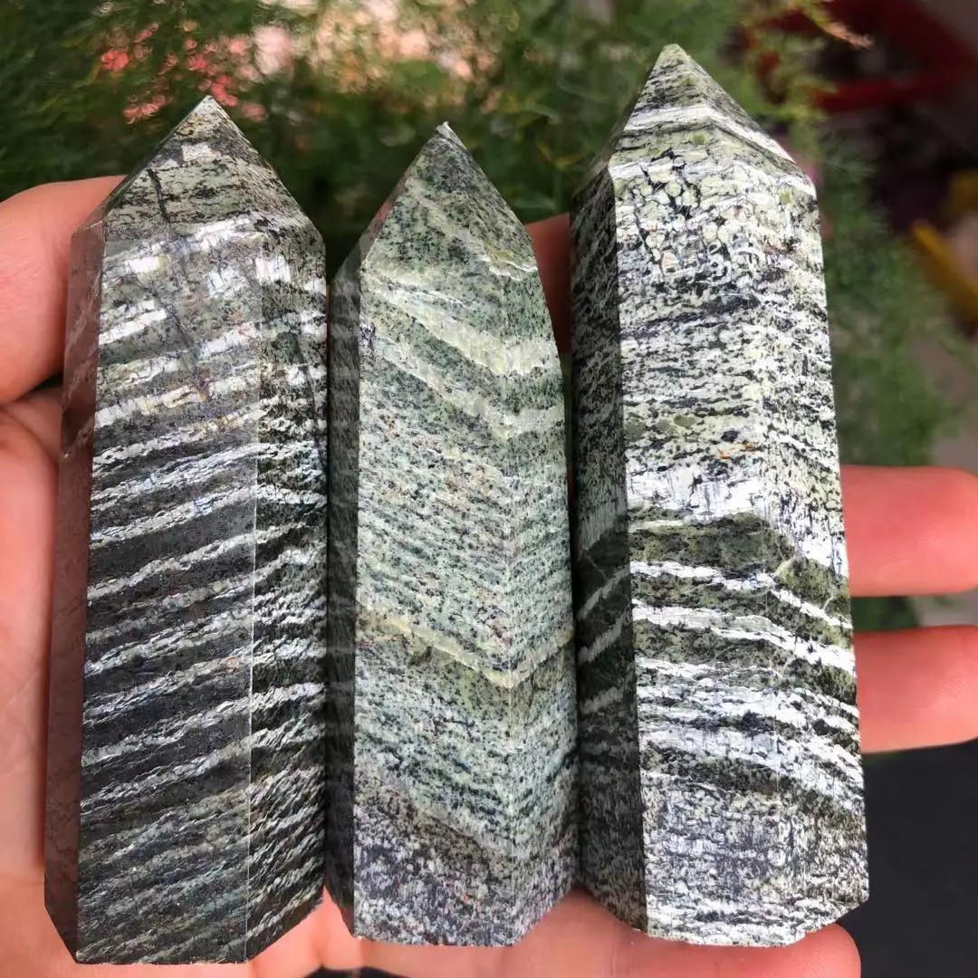 1 шт. Натуральный Камень Кристалл точка зеленого цвета в полоску стиле Зебра