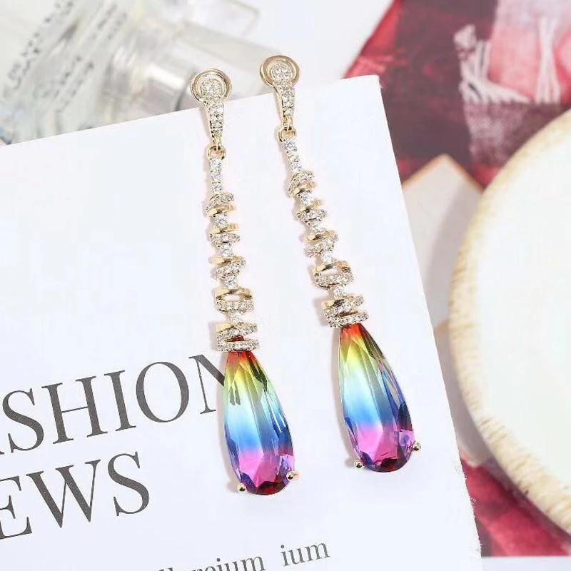 Женские винтажные серьги-подвески Be 8 длинные висячие серьги голубого цвета