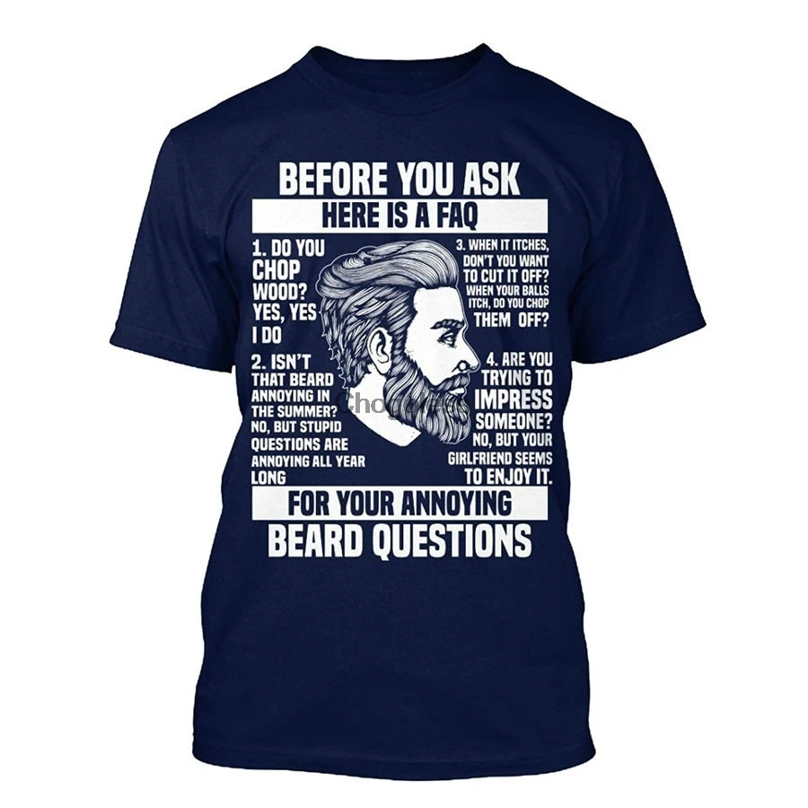 

Divertido barba pregunta hombres Camiseta de algodn