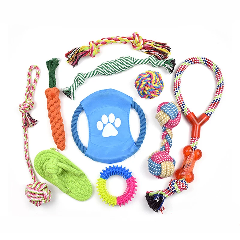 

Pet Dog Rope Toys Puppy Tough Durable Cotton Chew Knot Clean Teeth Braided Bone Rope Gift For Dogs Funny Tool