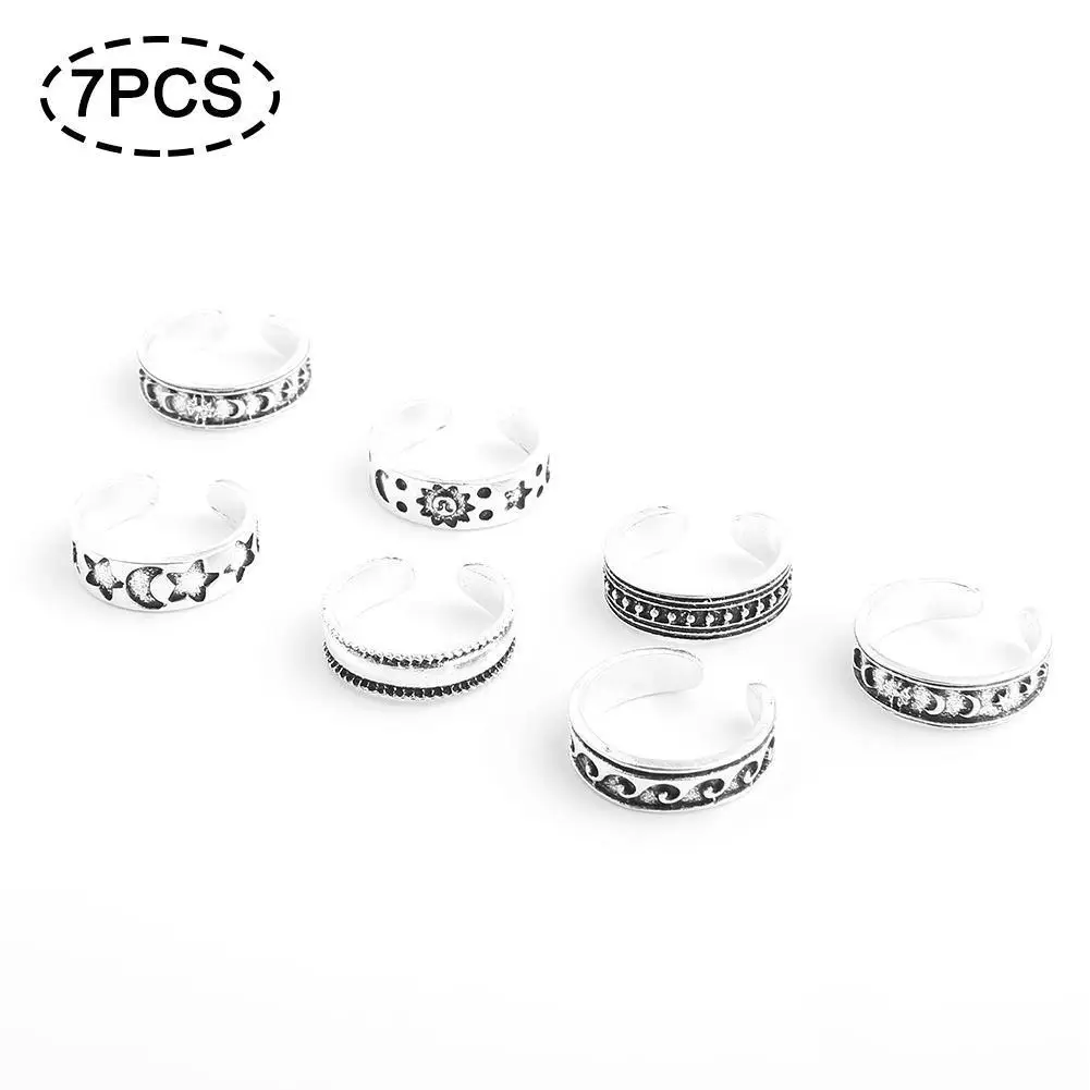 

7 Pcs Sun And Moon Star Foot Rings Set Beach Foot Jewerly Bands For Him And Her Jewerly Gift
