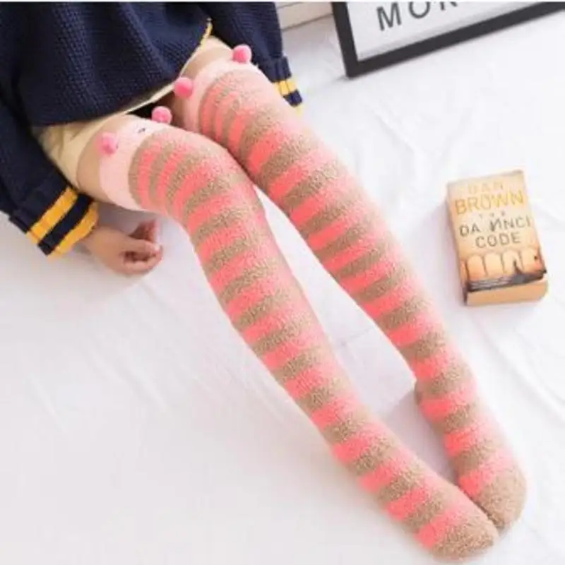 Женские носки до бедра для девочек зимние вязаные теплые толстые высокие Гольфы