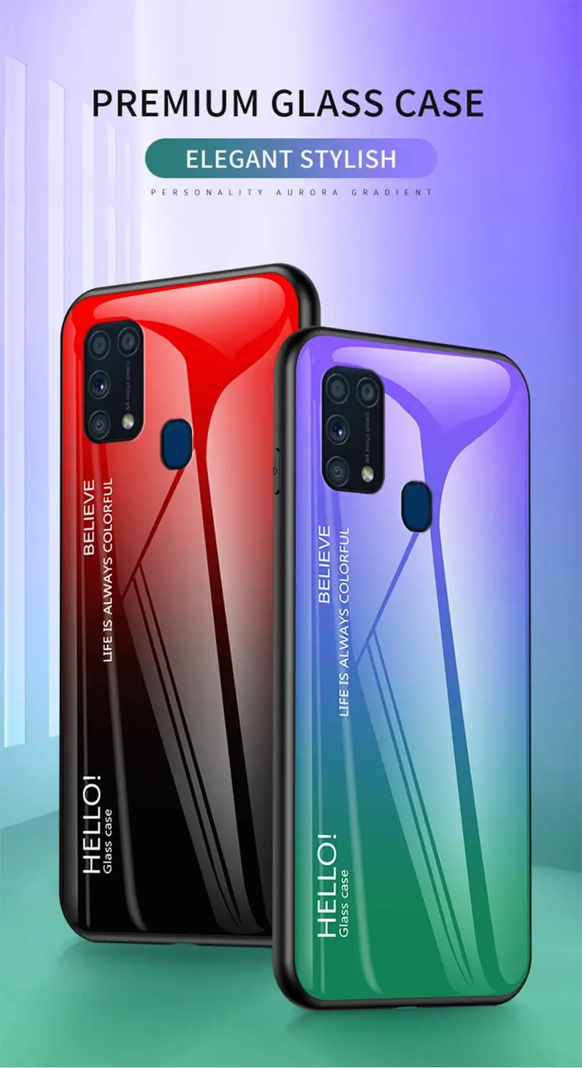 Чехол Tigenkey для Samsung Galaxy M31 чехол из закаленного стекла с градиентом | Мобильные
