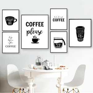 Черно-белый на стену с изображением чашечки кофе Художественная живопись постер, но первый кофе Цитата печать стены художественная картина для столовой домашний декор YX201