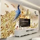 Фотообои на заказ 3D Стерео цветы магнолии Павлин фон настенная живопись гостиная спальня Роскошный декор 3D обои