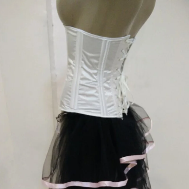 Steel Bone Underbust Corset Women Firm Waist Trainer Buckle Bandage Tie Belly Slimming Underwear Satin Bustier Korsett Plus Size