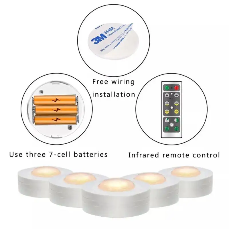 

Baby Feeding Eye Protection Round Night Light LED Stick-Anywhere Nightlight with Remote Kid's Bedroom Small Light Battery Power