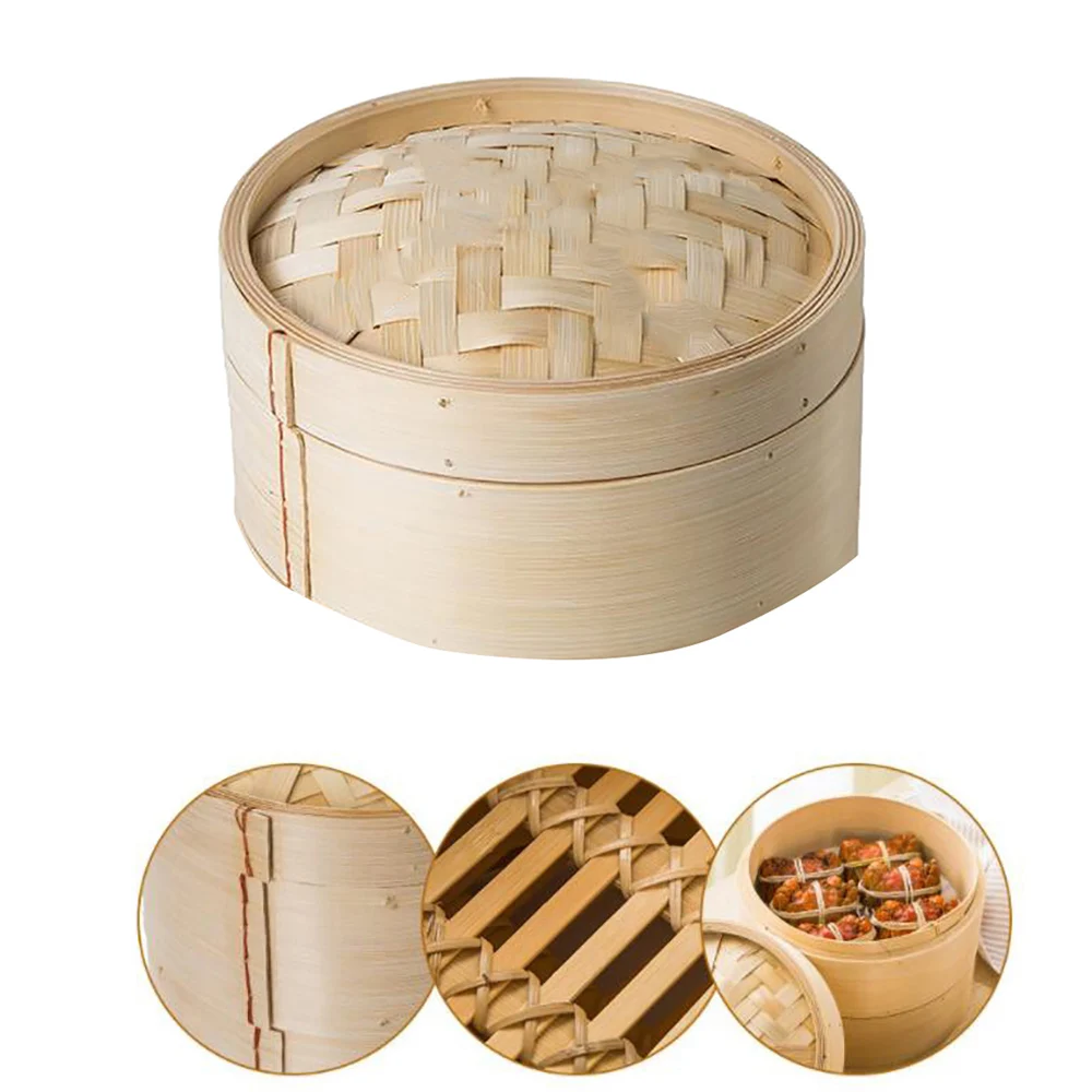 Бамбуковый отпариватель с крышкой в одной клетке для рыбы овощей корзины закусок