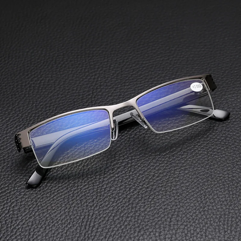 

Anti Blue Light Reading Glasses Men Women Unisex Metal Half Frame Presbyopia Eyeglasses Diopter +1.0 +1.5 +2.0 +2.5 +3.0 3.5 4.0