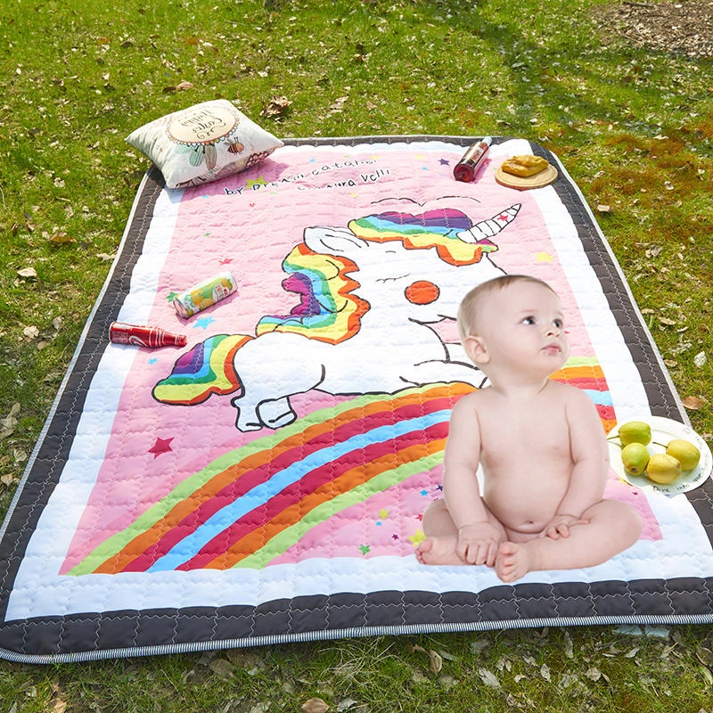 

Waterproof Crawling Rugs Living Room Mat Carpet Folding Pad Educational Toys Soft Floor Playmat for Picnic Camping 150*200cm