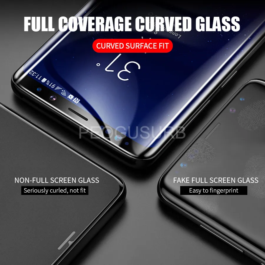 20D 3D изогнутый край Полное покрытие протектор экрана закаленное стекло для samsung Galaxy Note 8 9 S7 Edge S8 S9 Plus S10E S10 Plus