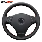 WCaRFun сшитая вручную черная искусственная кожа автомобильный чехол на руль для BMW E90 320 318i 320i 325i 330i 320d X1