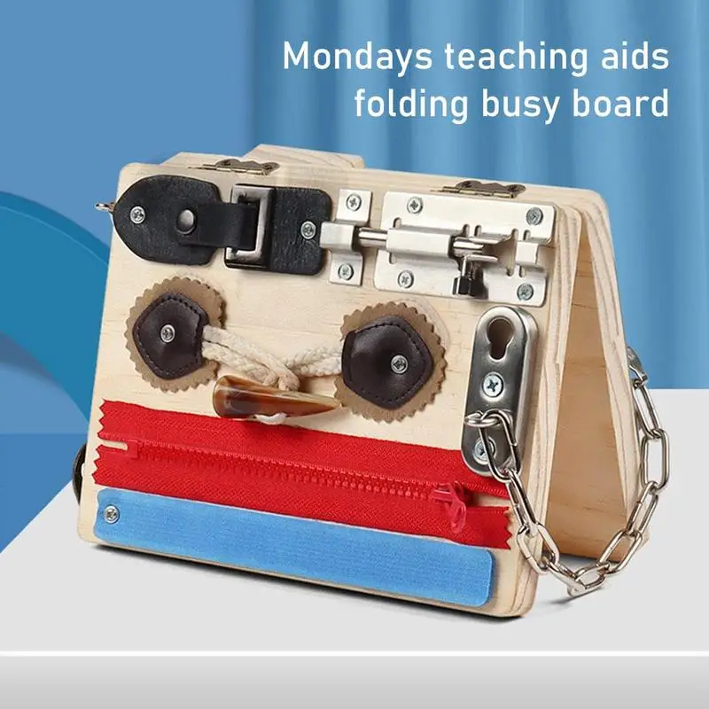 

Activity Busy Board Montessori Toy Baby Toddler Cognition Sensory Toy Learning Basic Skills Fine Motor Training Latch Lock Board