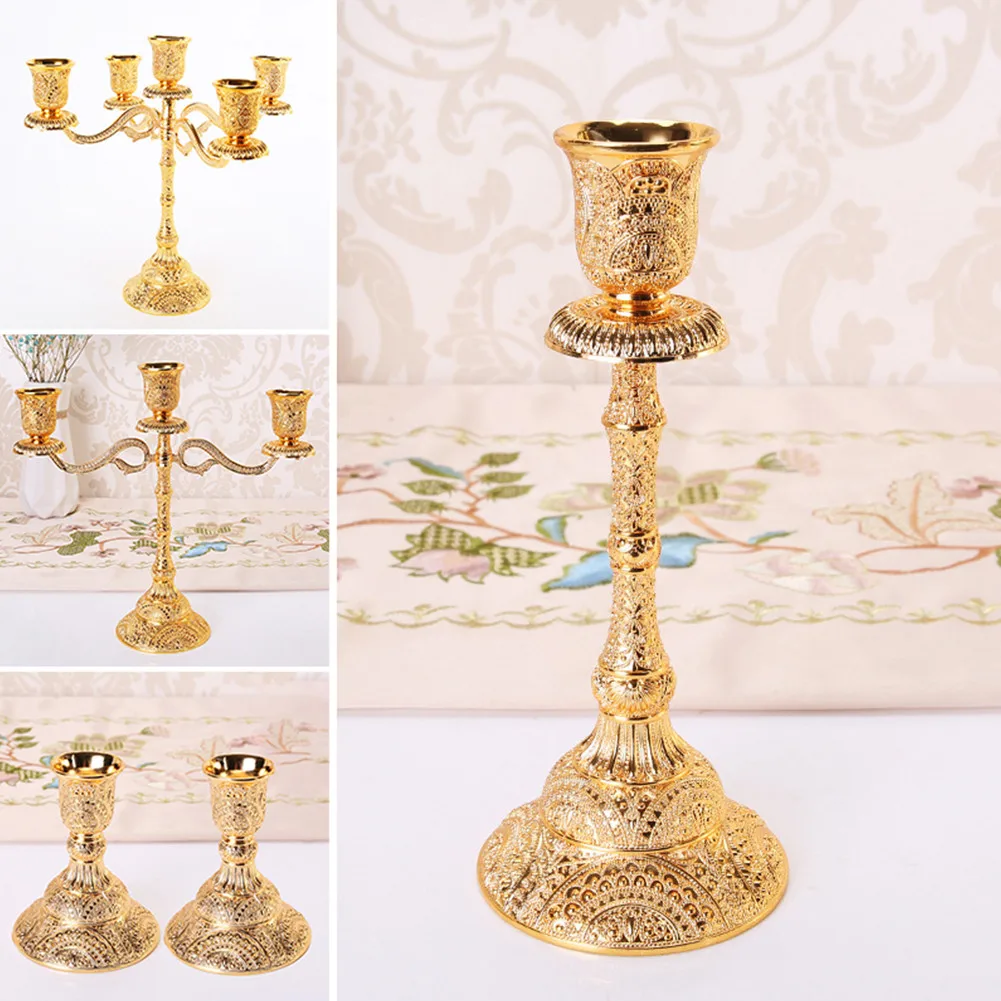 

European Style Metal Candlestick Wedding Party Candle Holders Holder Candlelight Dinner Hotel Home Retro Decoration Gift