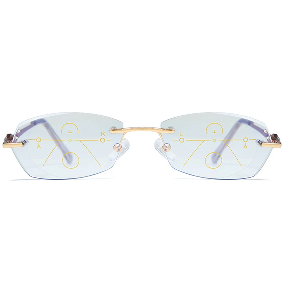 

Ultra-light Rimless Titanium Alloy Frame Luxury Women Progressive Multifocus Reading Glasses ADD 75 100 125 150 175 200 To 400