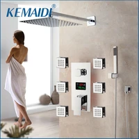 kemaidi bath shower faucet chrome finish temperature digital display shower sets body massage system jets shower column faucet