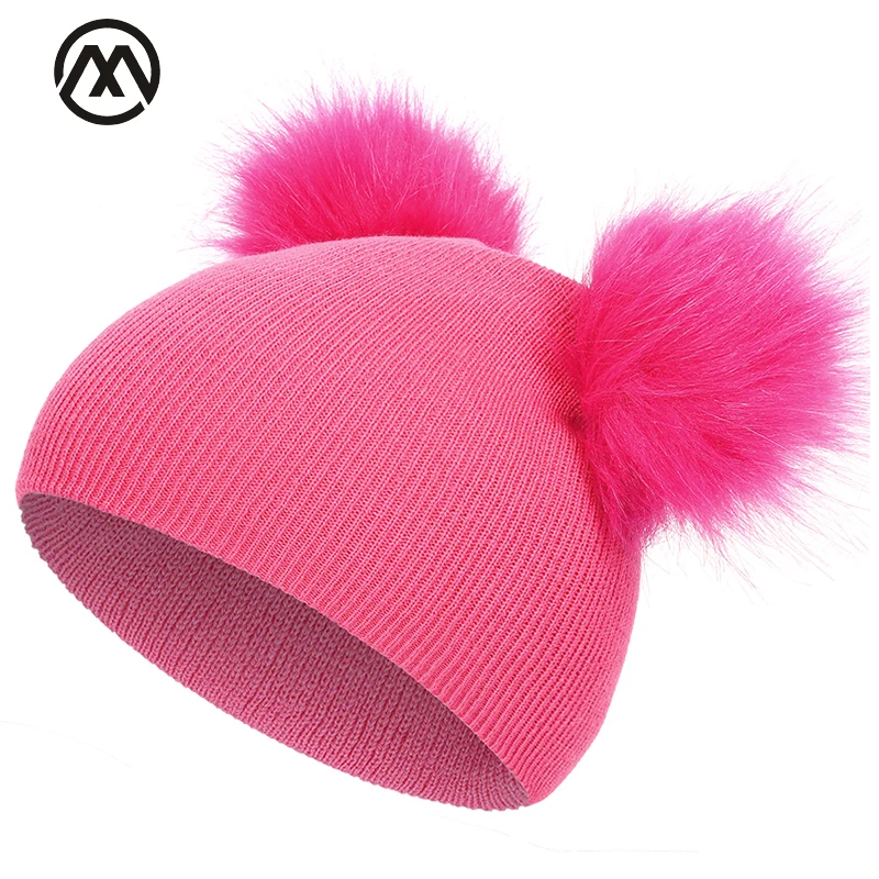 Детская вязаная шапка с помпоном детская зимняя милая теплая Веселая Пушистая