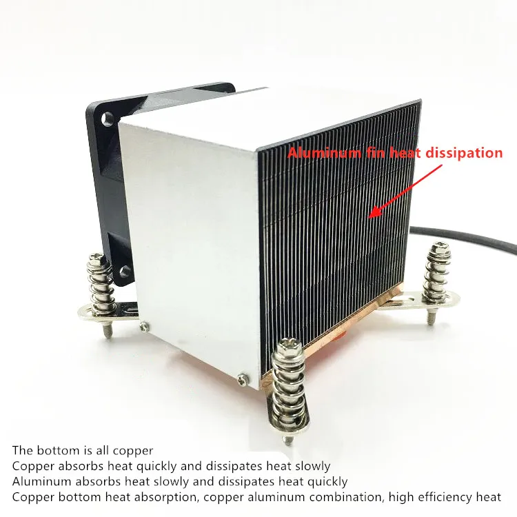 Copper bottom Server 2U side blown radiator fan 1155 1150 1366 2011 775 Interface double ball Square |
