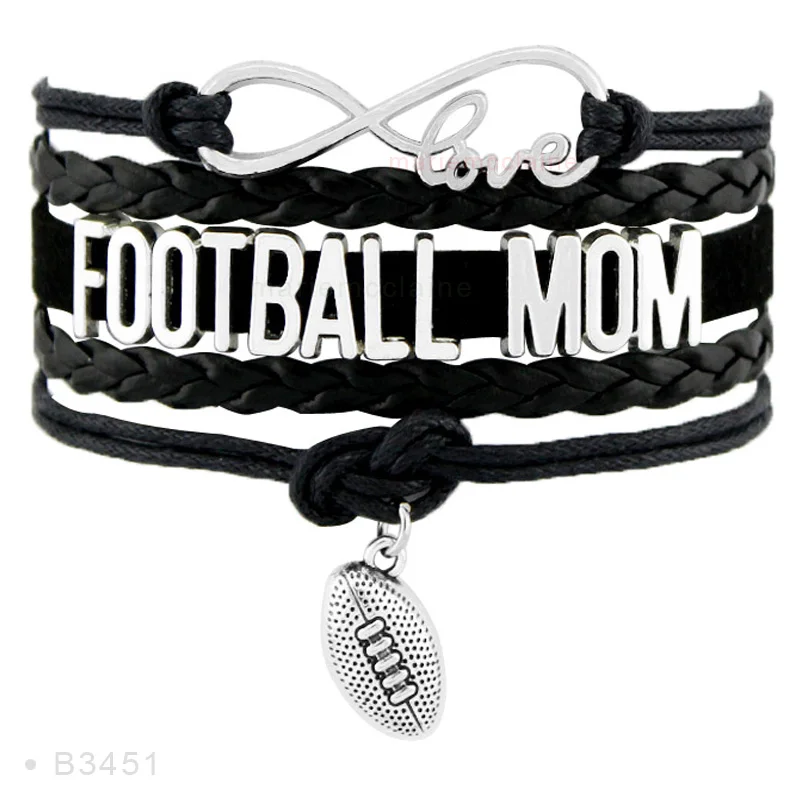 Infinity Love Football Nana, браслеты для мам, дельфинов, фанатов плееров, лучших друзей, ювелирные изделия, мужские кожаные браслеты с бусинами для женщин