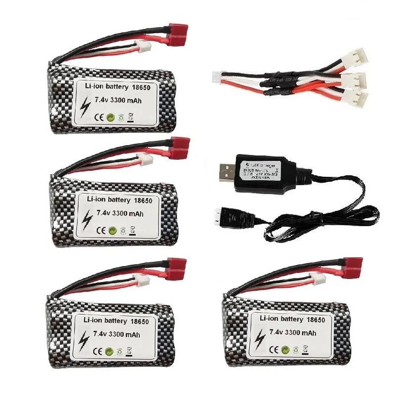 Аккумулятор lipo 7 4 2S для радиоуправляемых машинок 3300 в 18650 мАч запасные части Q46 Wltoys